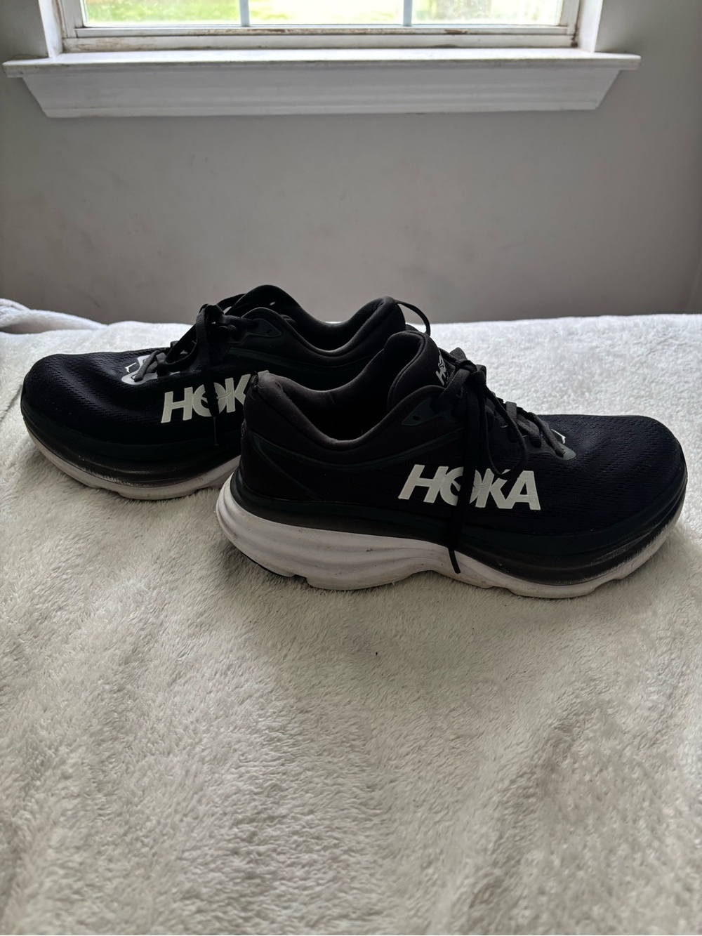 HOKA Women’s Black and White Athletic Running Shoes Size 9